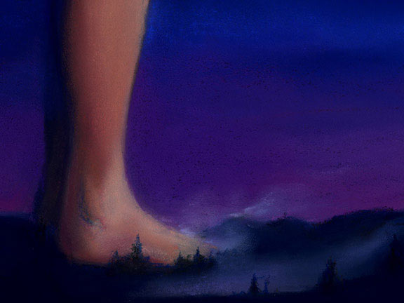 detail of leg and foot on mountains